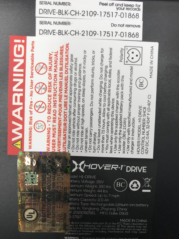 Photo 1 of *SEE NOTES*
Hover-1 Drive Electric Hoverboard
