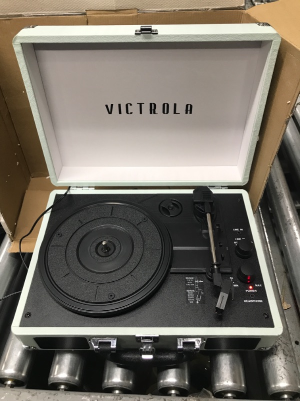 Photo 2 of Victrola Vintage 3-Speed Bluetooth Portable Suitcase Record Player with Built-in Speakers, Upgraded Turntable Audio Sound - MINT