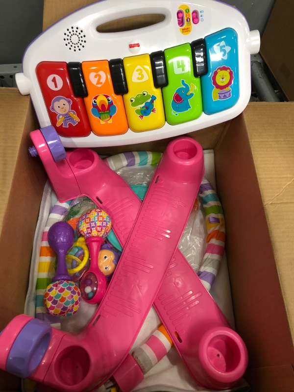 Photo 2 of Fisher-Price Rattle 'n Rock Maracas, Pink/Purple [Amazon Exclusive] with Fisher-Price Deluxe Kick & Play Piano Gym, Pink