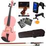 Photo 1 of ?Mendini By Cecilio Violin For Kids & Adults - 4/4 MV Metallic pink Violins, Student or Beginners Kit w/Case, Bow, Extra Strings, Tuner, Lesson Book - Stringed Musical Instruments
