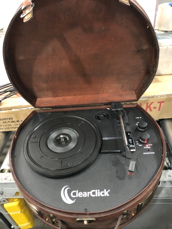 Photo 2 of ClearClick Vintage Suitcase Turntable with Bluetooth & USB - Classic Wooden Retro Style