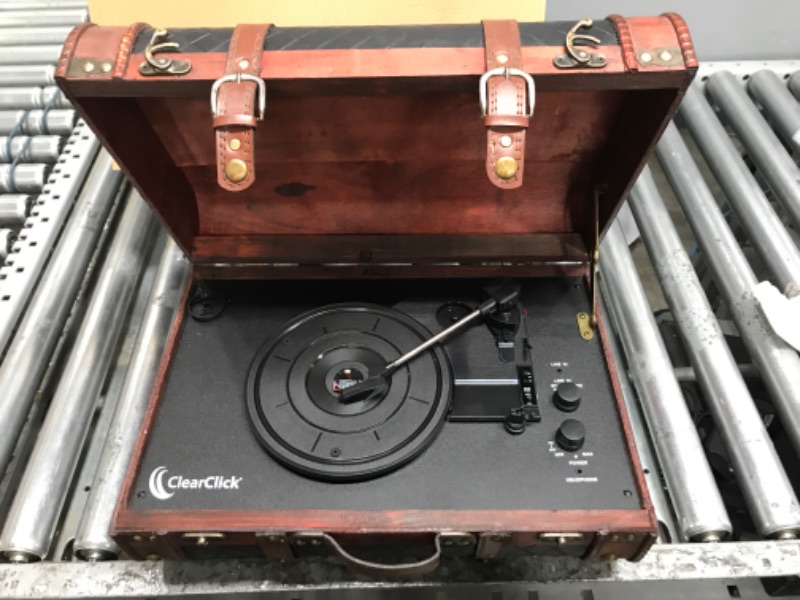 Photo 2 of ClearClick Vintage Suitcase Turntable with Bluetooth & USB - Classic Wooden Retro Style