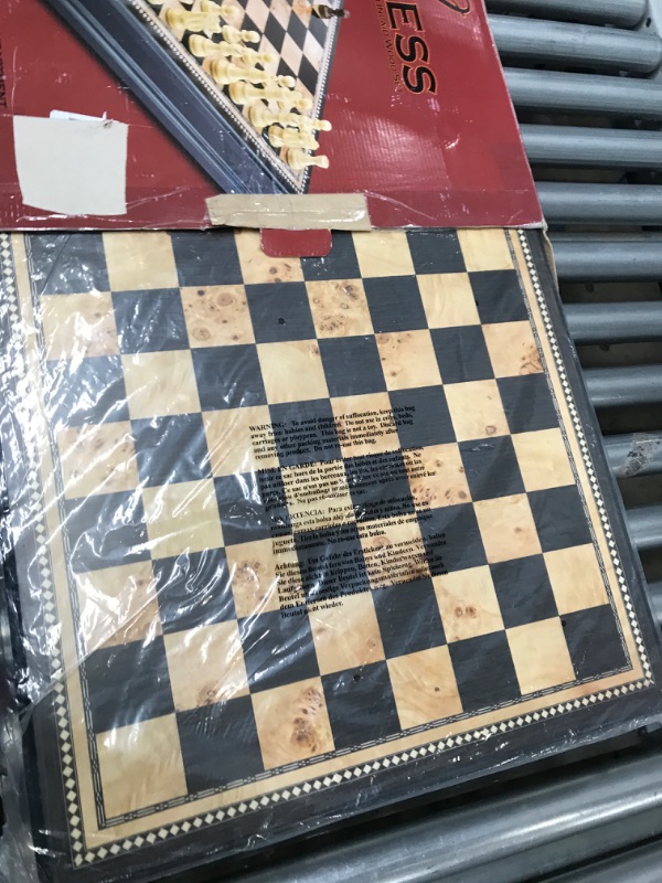 Photo 2 of  Chess EXTRA LARGE 19 Inch Game Set Weighted Pieces BURL Inlaid Wood Board