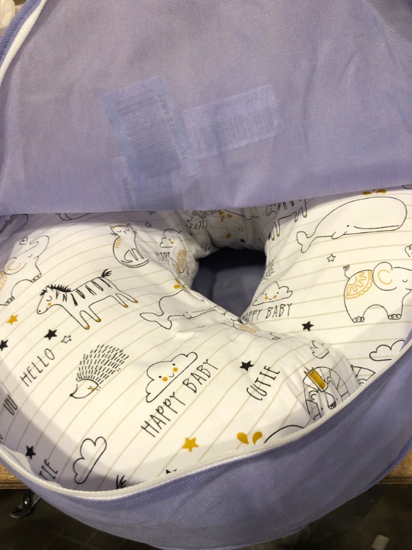 Photo 2 of Boppy Nursing Pillow and Positioner - Original, Notebook Black and White with Gold Animals, Breastfeeding, Bottle Feeding, Baby Support, with Removable Cotton Blend Cover, Awake-Time Support