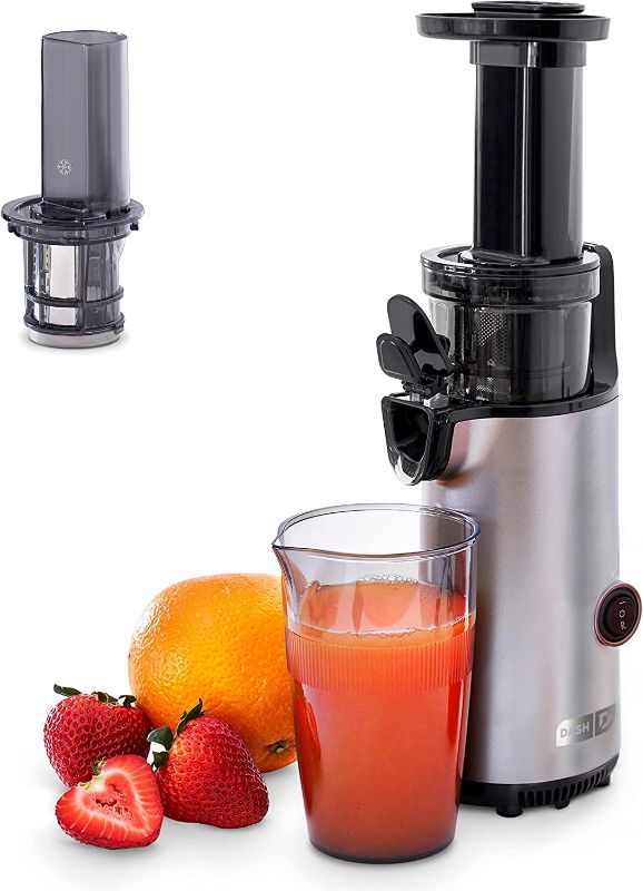 Photo 1 of ***PARTS ONLY*** DASH Deluxe Compact Masticating Slow Juicer, Easy to Clean Cold Press Juicer with Brush, Pulp Measuring Cup, Frozen Attachment and Juice Recipe Guide - Graphite
