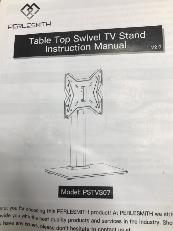 Photo 2 of **SEE NOTES**
PERLESMITH Swivel Universal TV Stand / Base - Table Top TV Stand for 19-43 inch LCD LED 200x200mm, PSTVS07
