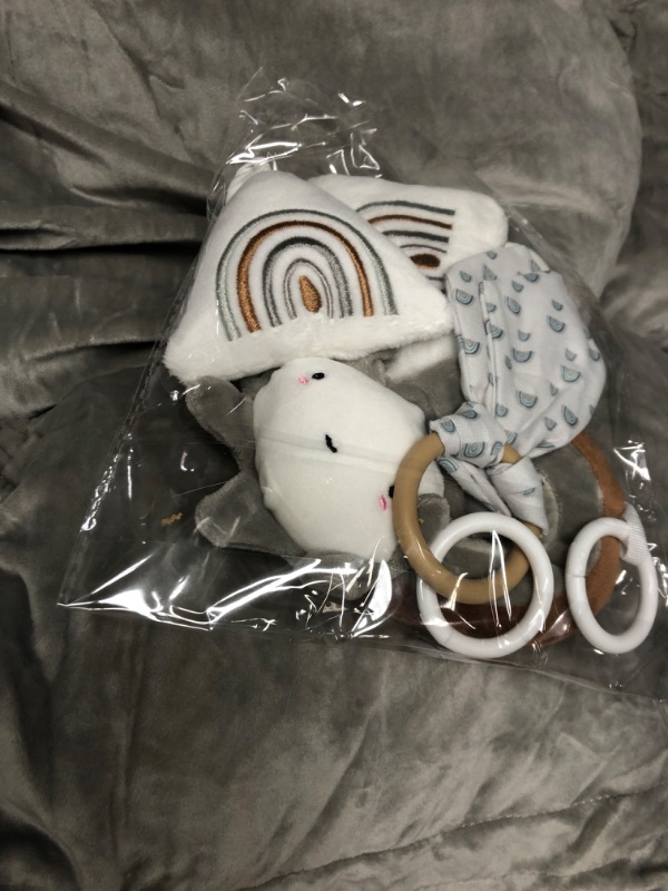 Photo 4 of Baby Spiral Car Seat Toys - Hanging Toys & Reversible Grey/Cream Fleece Cushion/Blanket