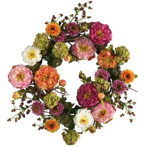 Photo 1 of 4664 24 Inch Mixed Peony Wreath
