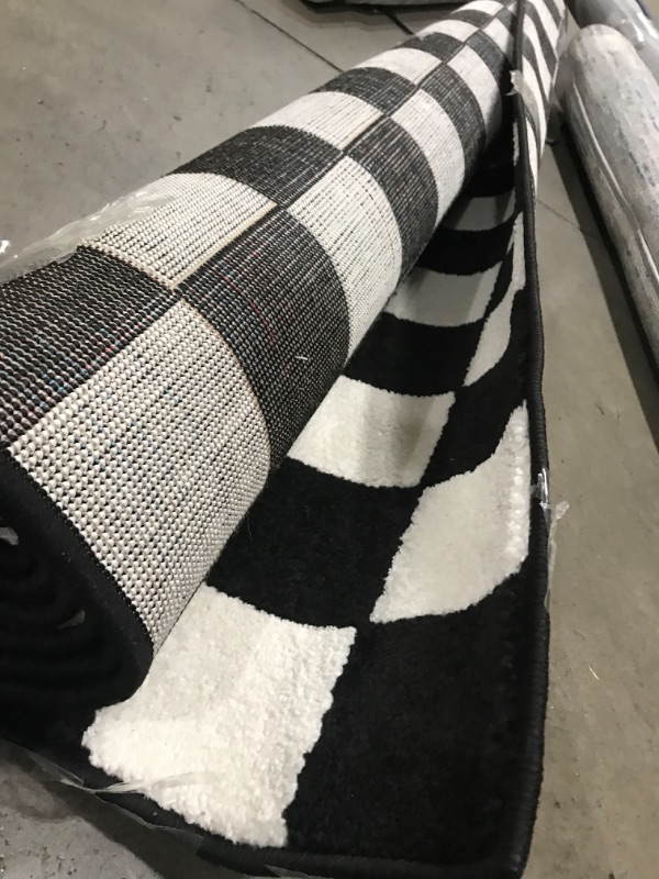 Photo 1 of 1909 Checkered Black and White 5 x 7 Area Rug Carpet