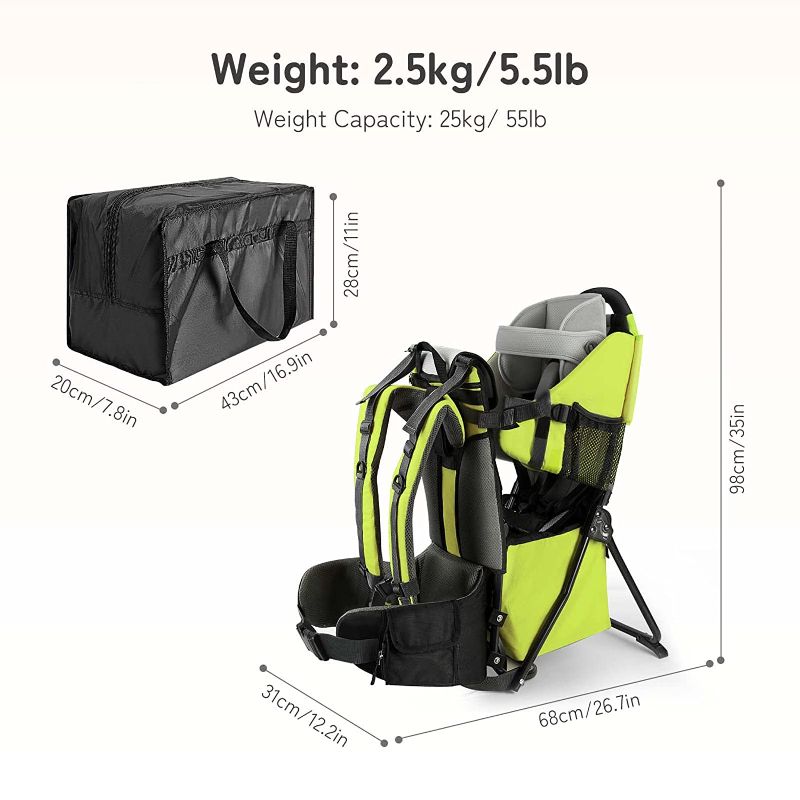 Photo 1 of besrey Baby Backpack Carrier for Hiking Toddler Backpack Carrier Child Carrier Green
