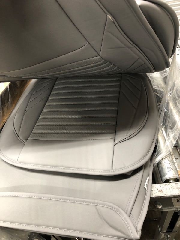 Photo 1 of AOOG Leather Car Seat Covers, Leatherette Automotive Seat Covers for Cars SUV Pick-up Truck, Non-Slip Vehicle Car Seat Covers Universal Fit Set for Auto Interior Accessories, Front Pair, Gray Front Pair GRAY