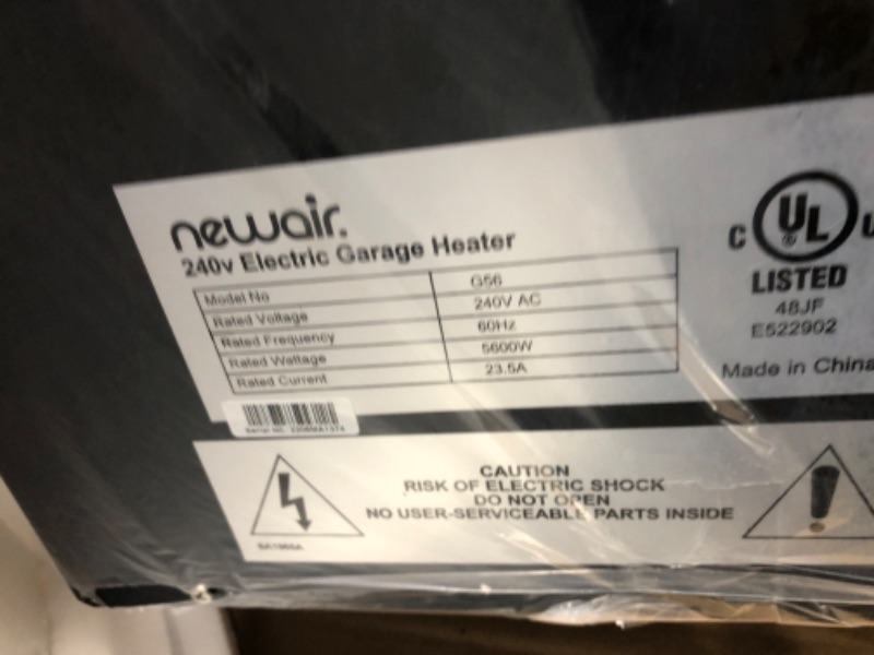 Photo 5 of **Damaged**
NewAir Portable Heater (240V) Portable Electric Garage Heater Heats Up to 800 sq. ft. with 6-Foot Cord Wrap and Carrying Handle | 5600 Watt Portable Electric Shop Heater for Garage and work shop