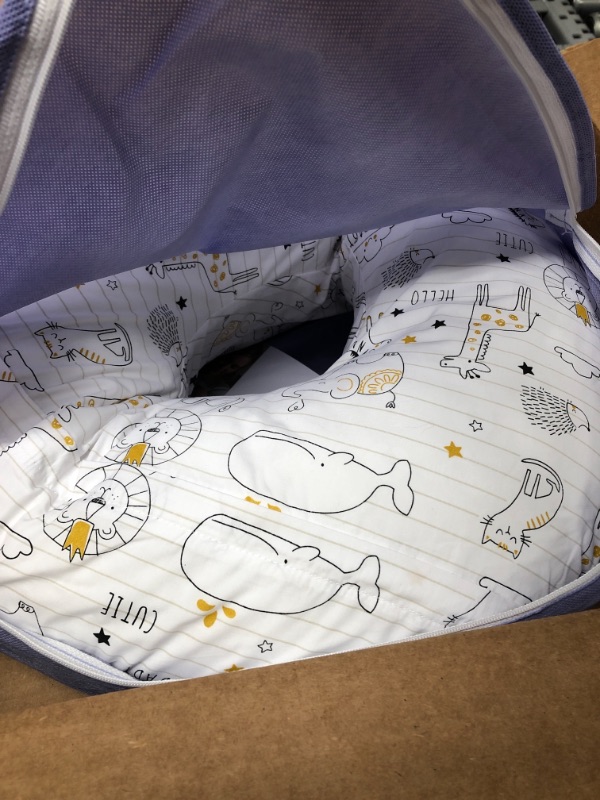 Photo 3 of Boppy Nursing Pillow and Positioner - Original, Notebook Black and White with Gold Animals, Breastfeeding, Bottle Feeding, Baby Support, with Removable Cotton Blend Cover, Awake-Time Support