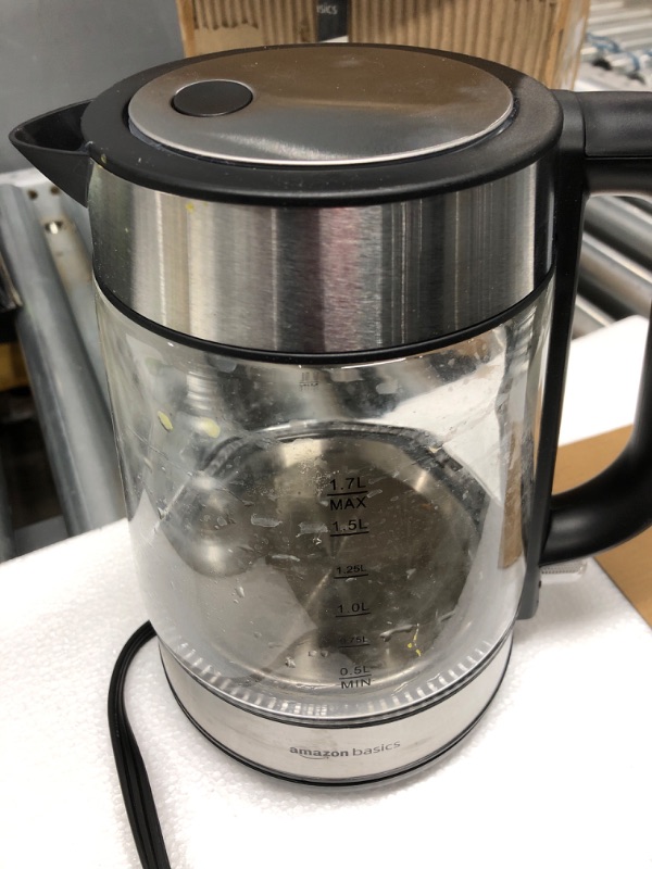 Photo 2 of ** USED ** Amazon Basics Electric Glass and Steel Hot Tea Water Kettle, 1.7-Liter 1.7 Liter Glass Electric Kettle 1.7L