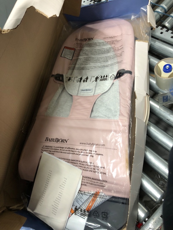 Photo 1 of BABYBJORN Bouncer Balance Soft - Light Pink/Gray, Jersey Cotton
