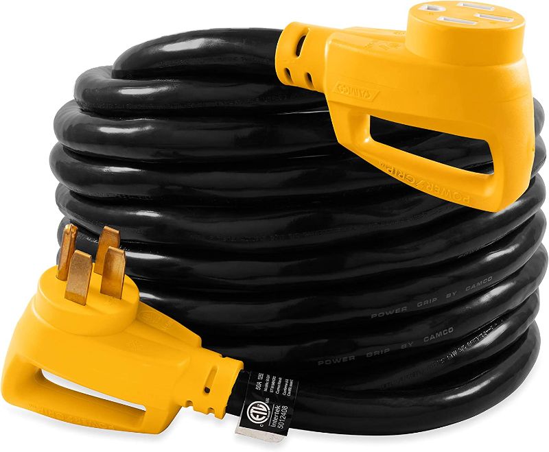 Photo 1 of Camco Extension Cord, PowerGrip Heavy-Duty Outdoor 50-Amp RV Extension Cord, 30 Feet (55195)
