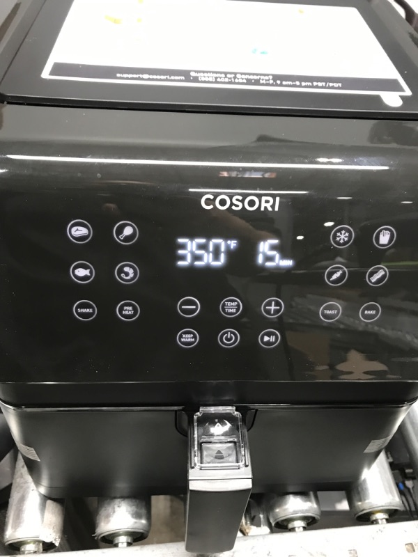 Photo 1 of *** POWERS ON *** COSORI Pro II Air Fryer Oven Combo, 5.8QT Max Xl Large Cooker with 12 One-Touch Savable Custom Functions, Cookbook and Online Recipes, Nonstick and Dishwasher-Safe Detachable Square Basket Pro ? BLACK