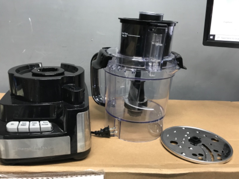 Photo 2 of *** NO POWER *** Hamilton Beach Stack & Snap Food Processor and Vegetable Chopper, BPA Free, Stainless Steel Blades, 12 Cup Bowl, 2-Speed 450 Watt Motor, Black (70725A) Food Processor & Chopper