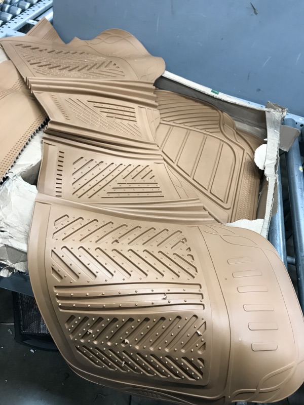 Photo 3 of *** USED *** Motor Trend 3-Row Heavy Duty Rubber Floor Mats & Liners for Car SUV Van, Front 2nd & 3rd Row Durable Polymerized Latex Full Interior Protection, Extra-High Ridgeline Design, Beige