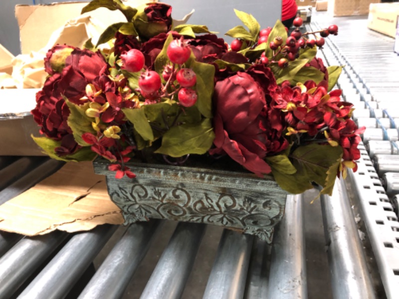 Photo 5 of 
Nearly Natural 4929 18in. Peony & Hydrangea Silk Flower Arrangement,Red,13.75" x 12" x 9.5"