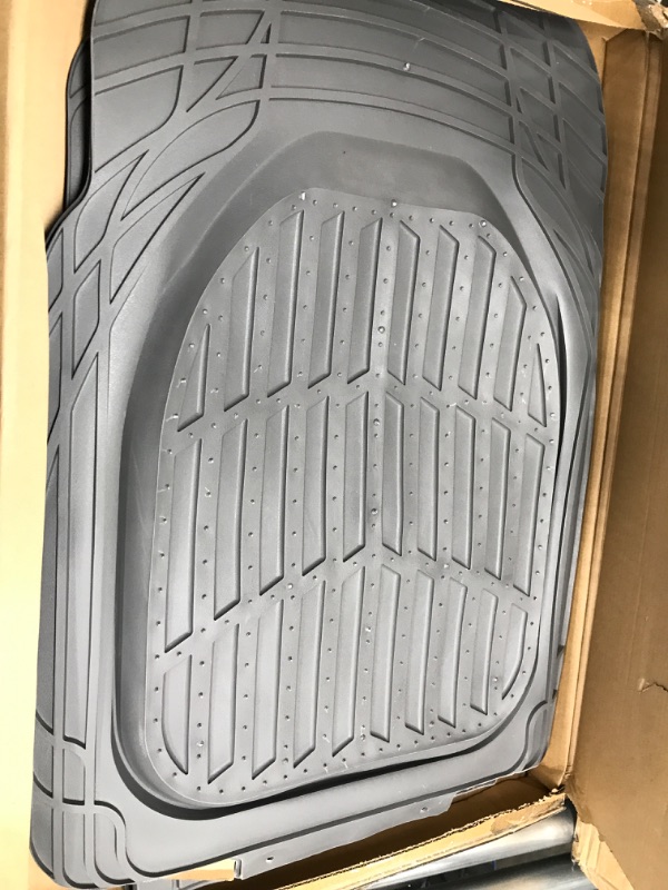 Photo 2 of Motor Trend 923-GR Gray FlexTough Contour Liners-Deep Dish Heavy Duty Rubber Floor Mats & Van-All Weather Protection Trim & Premium FlexTough All-Protection Cargo Liner Trunk Mat, Gray, 54" x 37"