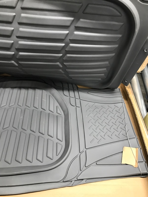 Photo 3 of Motor Trend 923-GR Gray FlexTough Contour Liners-Deep Dish Heavy Duty Rubber Floor Mats & Van-All Weather Protection Trim & Premium FlexTough All-Protection Cargo Liner Trunk Mat, Gray, 54" x 37"