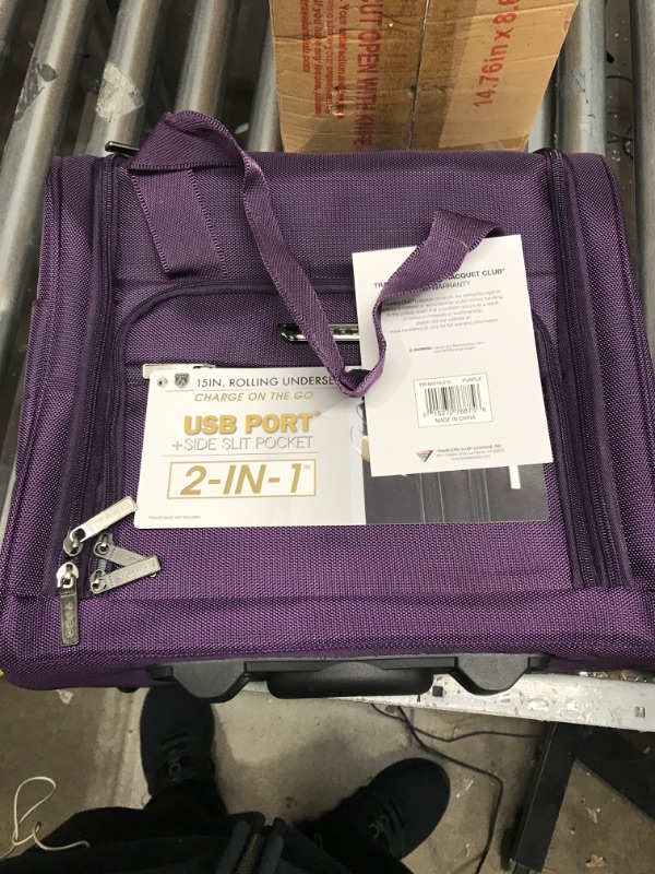 Photo 1 of *USED*TPRC 15-Inch Smart Under Seat Carry-On Luggage with USB Charging Port, Purple, Underseater Underseater 15-Inch Purple