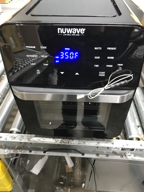 Photo 4 of *USED*NUWAVE Brio Air Fryer Smart Oven, 15.5-Qt X-Large Family Size, Countertop Convection Rotisserie Grill Combo, SS Rotisserie Basket & Skewer Kit, Reversible Ultra Non-Stick Grill Griddle Plate Included 15.5-Quart Black Air Fryer