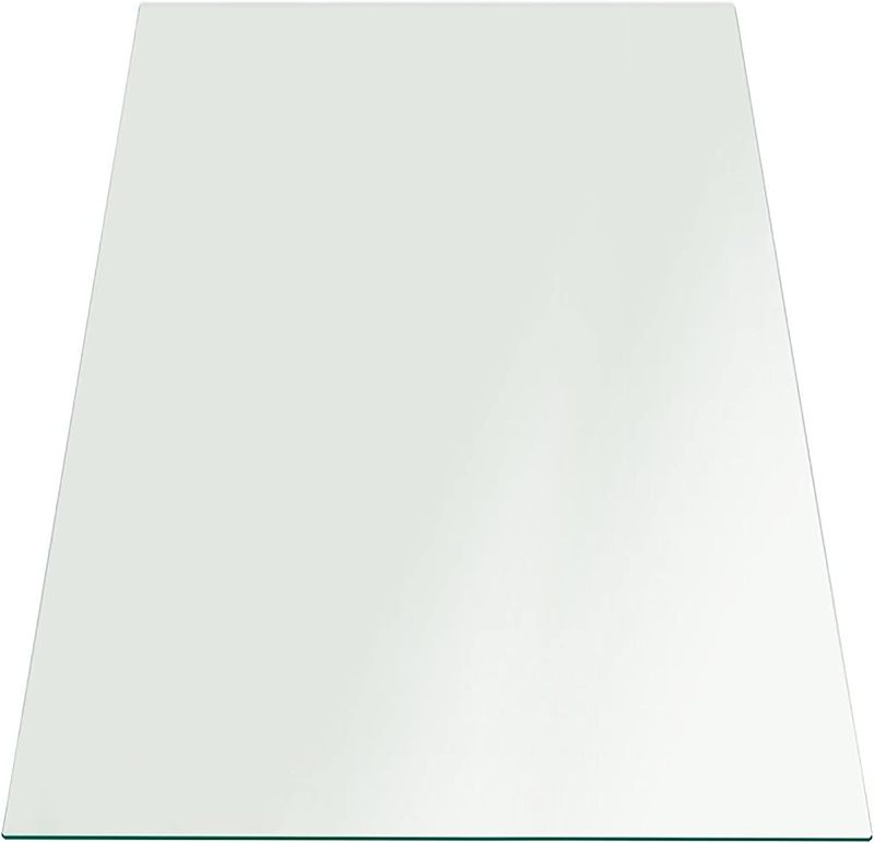 Photo 1 of 20" X 40" Rectangle 1/2" Inch Thick Tempered Flat Edge Polished Radius Corner Glass Table Top, Clear