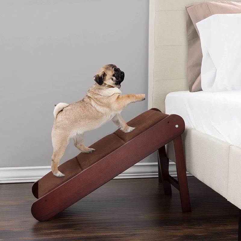 Photo 1 of 
Dog Ramp – Foldable Wooden Ramp for Pets Under 80lbs to Get on High Beds, Furniture, or Into Vehicles – Pet Supplies by Petmaker