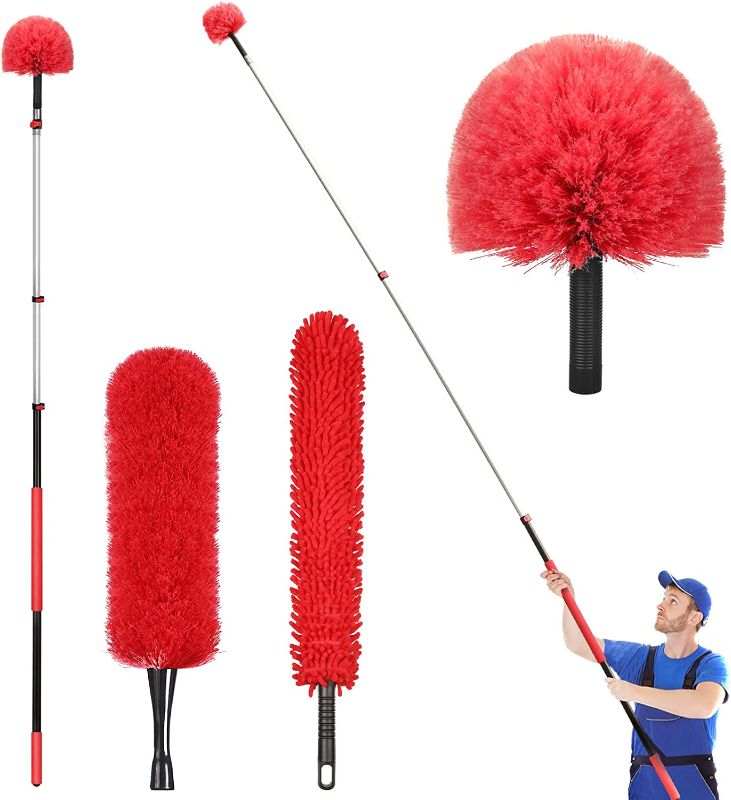 Photo 1 of 20 Foot High Reach Dusting Kit with 5-12 Foot Extension Pole // High Ceiling Duster with Telescopic Pole // Cobweb Duster // Microfiber Duster // Outdoor & Indoor Extendable Duster Cleaning Kit