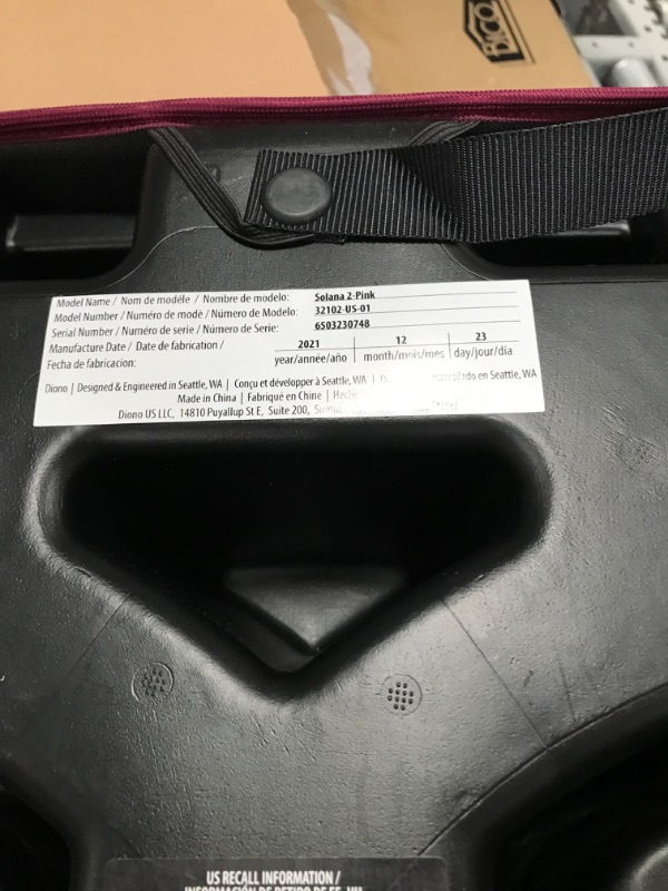 Photo 4 of Diono Solana 2 XL 2022, Dual Latch Connectors, Lightweight Backless Belt-Positioning Booster Car Seat, 8 Years 1 Booster Seat, Pink NEW! LATCH Connect Single Pink