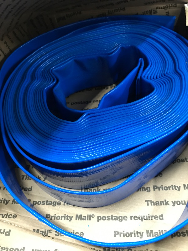 Photo 2 of 1 1/2 IN x 50 FT Pool Backwash Hose, Heavy Duty Flat Discharge Hose, Weather and Burst Resistant, Best Pool Hoses for Inground Pools, Pool Filter Hose & Pool Drain Hose 1 1/2 in x 50 ft Blue