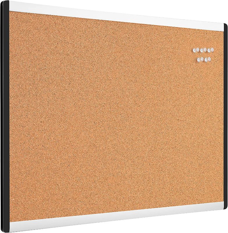 Photo 1 of Amazon Basics Cork Board with Aluminum/Plastic Frame and Mounting Tabs, 17 x 23 Inches
