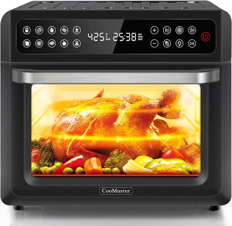 Photo 1 of 10-in-1 Air Fryer Oven, 20QT Toaster Oven Air Fryer Combo, Digital LCD Touch Screen, 6-Slice Toast, Air Fry, Roast, Bake, Dehydrates, Reheat, Oil-Free Black Stainless Steel with 7 Accessories