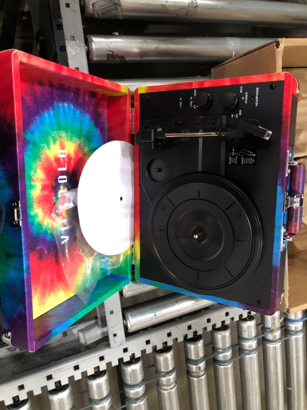 Photo 1 of Victrola Vintage 3-Speed Bluetooth Portable Suitcase Record Player with Built-in Speakers | Upgraded Turntable Audio Sound| Includes Extra Stylus | Tie Dye, 1SFA (VSC-550BT-TDY) Tie Dye Record Player