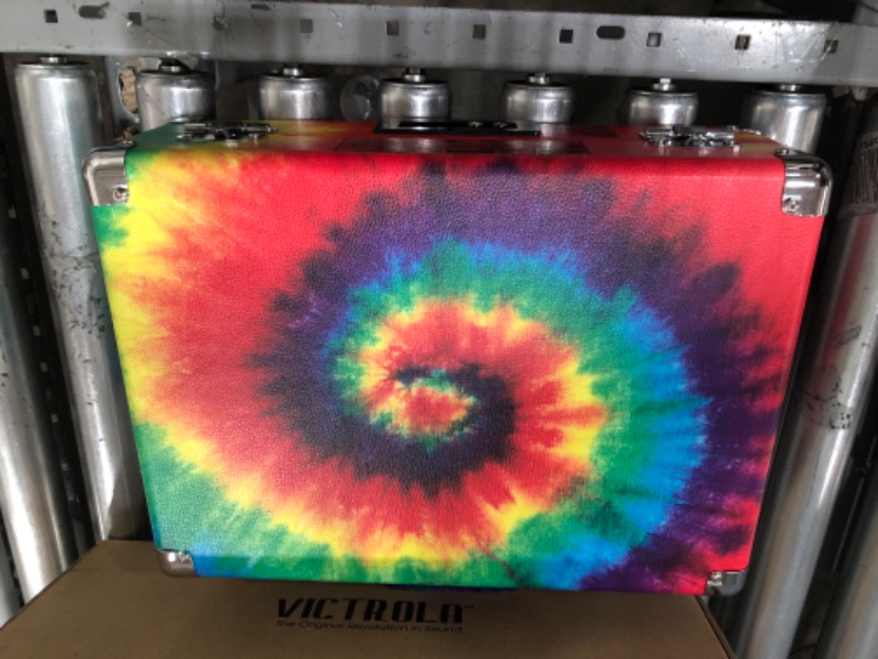 Photo 2 of Victrola Vintage 3-Speed Bluetooth Portable Suitcase Record Player with Built-in Speakers | Upgraded Turntable Audio Sound| Includes Extra Stylus | Tie Dye, 1SFA (VSC-550BT-TDY) Tie Dye Record Player