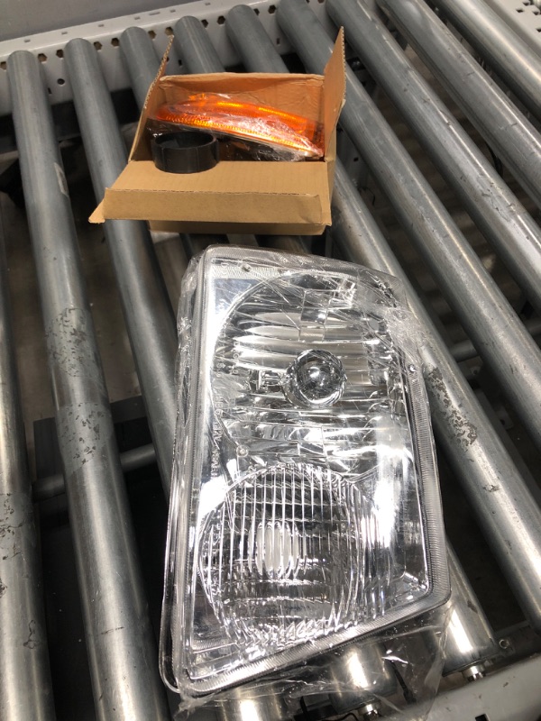 Photo 2 of AUTOSAVER88 Headlight Assembly Compatible with 2001-2011 Ford Ranger Chrome Housing Large Amber Corner Lights Headlamp Chrome Housing Amber Reflector