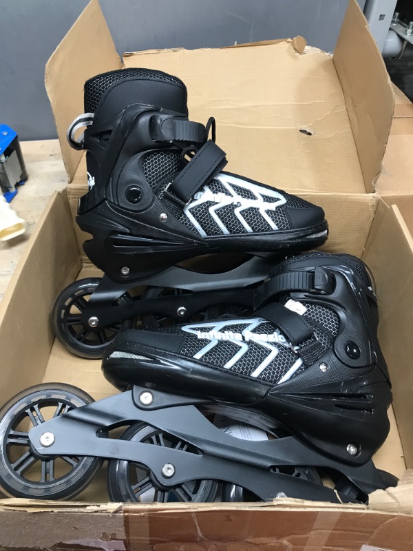 Photo 2 of Inline Hockey Skates for Men and Women, High Performance Adjustable Blade Roller Skates with Giant Wheels for Adult, Youth and Boys Outdoor Sports Black XLarge