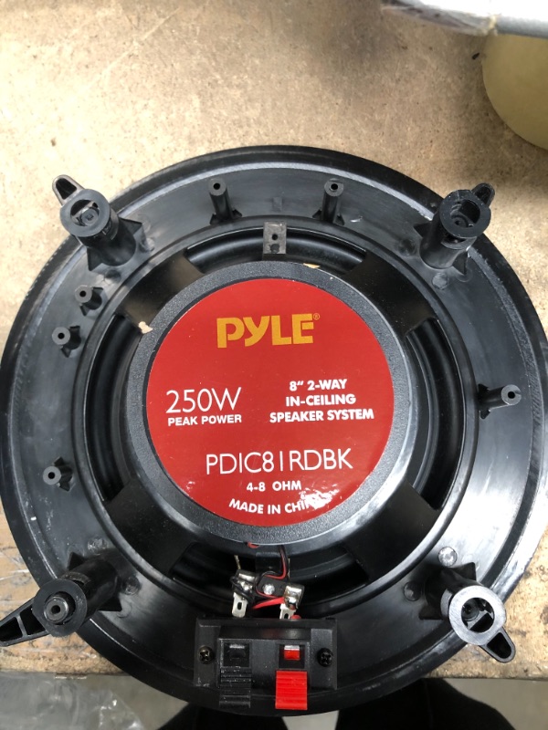 Photo 6 of 8'' Ceiling Wall Mount Speakers - Pair of 2-Way Midbass Woofer Speaker 1/2'' Polymer Dome Tweeter Flush Design w/ 50Hz - 20kHz Frequency Response & 250 Watts Peak Easy Installation - Pyle PDIC81RDBK
