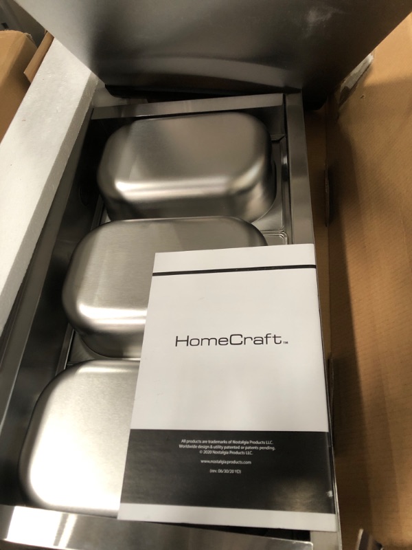 Photo 2 of *nonfunctional** HomeCraft HCBS15SS 3-Station 1.5-Quart Stainless Steel Buffet Server Slow Cooker & Warming Tray, Adjustable Temperature, Perfect for Dinner, Appetizers