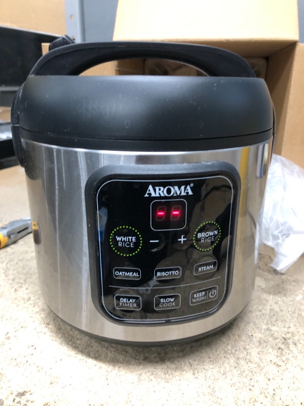 Photo 3 of **needs to be deep cleaned**
aroma housewares arc-994sb rice & grain cooker slow cook, steam, oatmeal, risotto, 8-cup cooked/4-cup uncooked/2qt, stainless steel