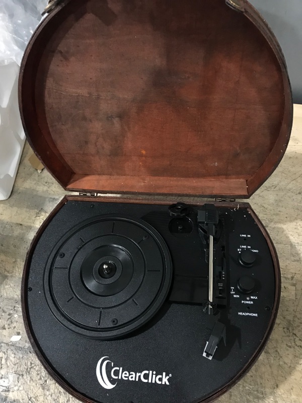 Photo 2 of ClearClick Vintage Suitcase Turntable with Bluetooth & USB - Classic Wooden Retro Style