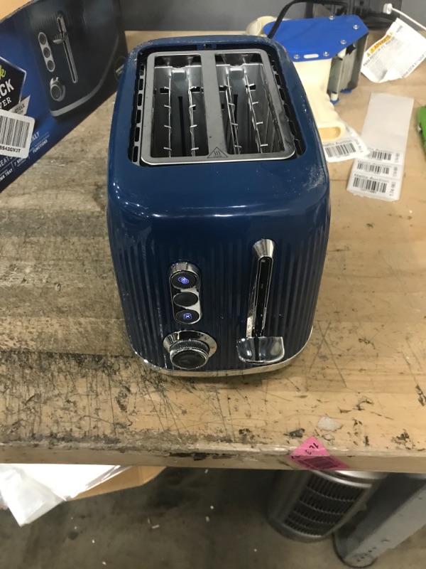Photo 2 of ***TESTED POWERED ON***Oster® Retro 2-Slice Toaster with Quick-Check Lever, Extra-Wide Slots, Impressions Collection, Blue 2-Slice Blue
