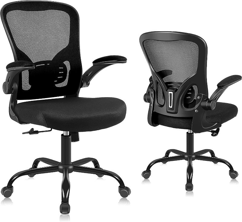 Photo 1 of Flysky Ergonomic Office Desk Chair Breathable Mesh Swivel Computer Chair, Lumbar Back Support Task Chair, Office Chairs with Wheels and Flip-up Arms,...
