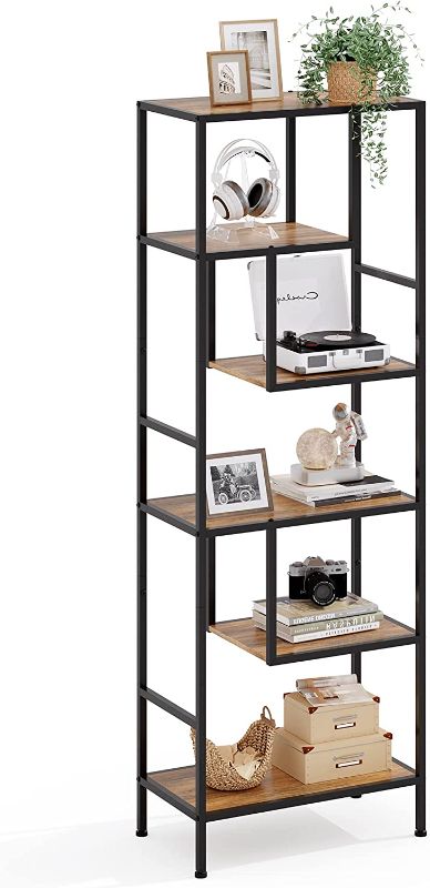 Photo 1 of *** STOCK PICTURE ONLY USED FOR REFRENCE** LINSY HOME Bookshelf, 5 Tier Wood and Metal Book Shelf, 68 Inches Display Tall Bookcase, Open Display Shelves for Living Room Bedroom Home Office, GREY 
