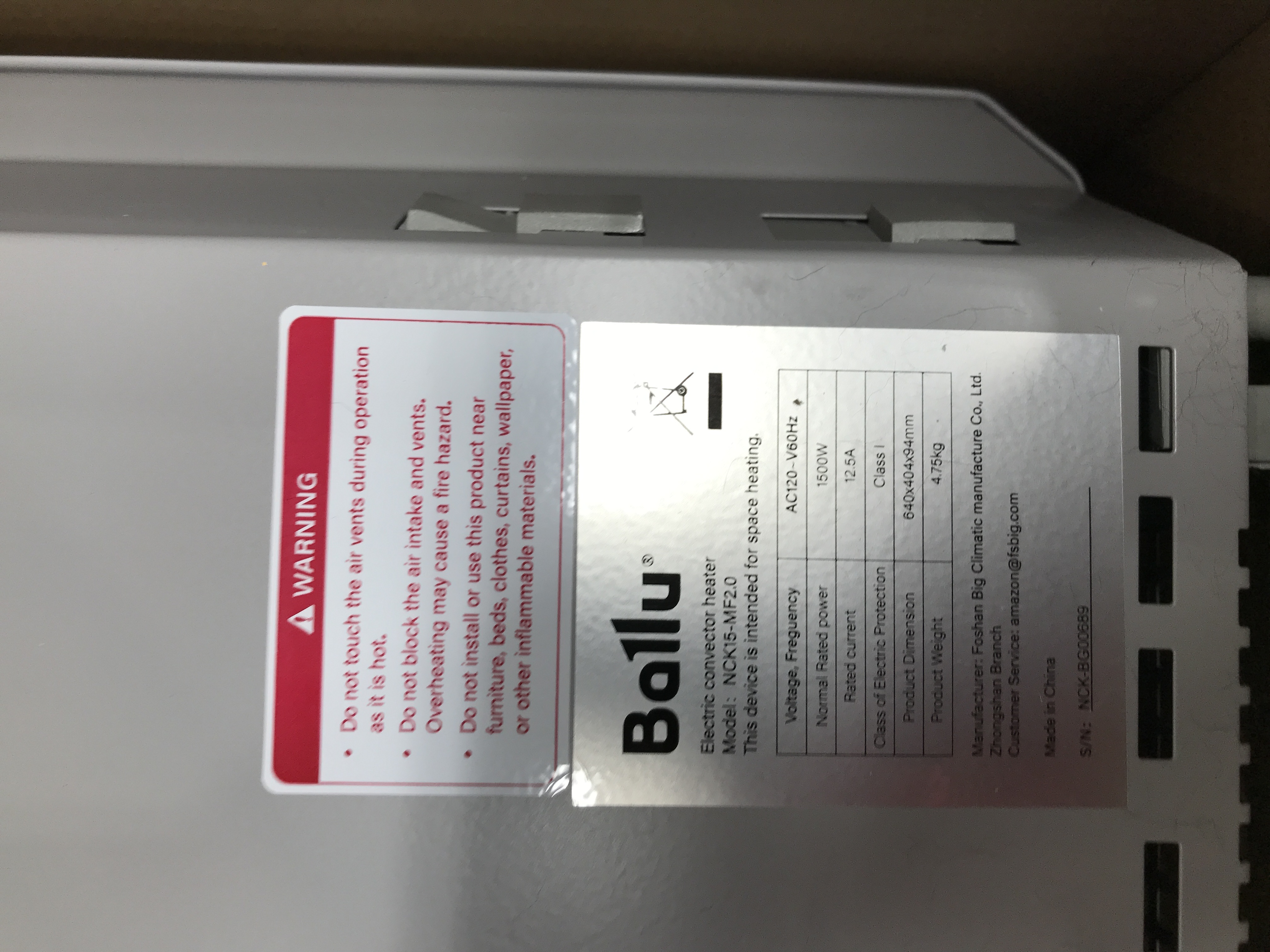 Photo 4 of  *TESTED POWERD* Ballu Convection Panel Heaters for Indoor Use large room?1500W Full Room Quiet heating With Adjustable Thermostat?Portable Standing/Wall Mounted?Energy Efficient Electric Heater for Bedroom,Bathroom Mechanic Control Box White