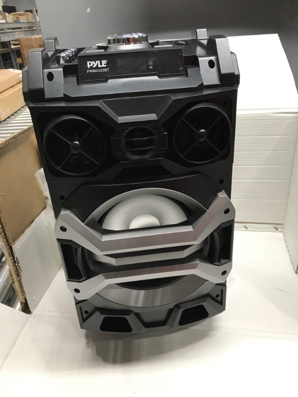 Photo 4 of * TESTED POWERD ON* Pyle 500 Watt Outdoor Portable BT Connectivity Karaoke Speaker System - PA Stereo with 8" Subwoofer, DJ Lights Rechargeable Battery Microphone, Recording Ability, MP3/USB/SD/FM Radio - PWMA325BT