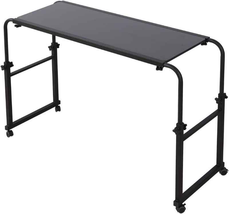 Photo 1 of Overbed Table with Wheels Overbed Desk Over Bed Desk King Queen Bed Table Overbed Laptop Table Over Bed Table with Wheels(Black)