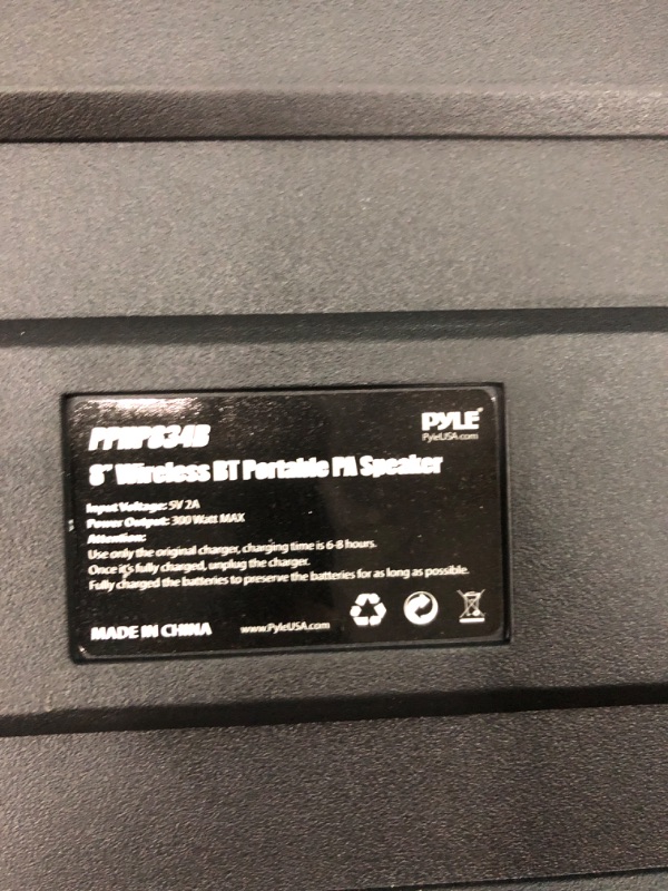 Photo 3 of Pyle Portable Bluetooth PA Speaker System-300W Rechargeable Indoor/Outdoor Bluetooth Speaker Portable System w/ 8” Subwoofer 1” Tweeter, Microphone in, Party Lights, MP3/USB, Radio, Remote PPHP834B